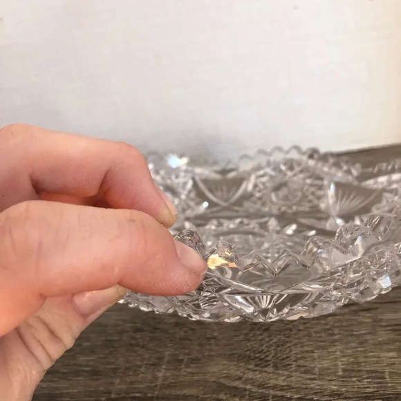 Vtg Sawtooth Edge Crystal Candy Dish - Picture 10 of 10